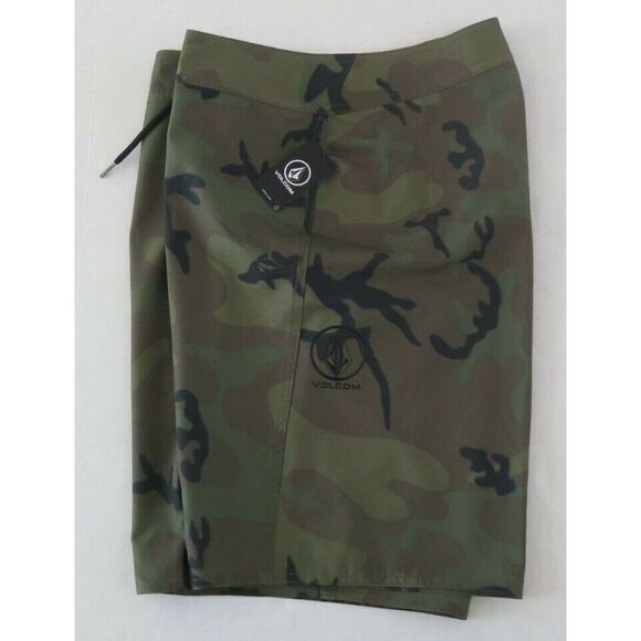 Volcom A0802200 Men's Sz 28 Green Camo Print Manic 2 Boardshorts - Picture 5 of 6